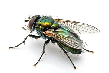 Fototapeta premium Stunning Close-Up of a Colorful Fly Showcasing Intricate Details and Vibrant Colors