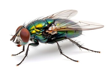Fototapeta premium Stunning Close-Up of a Colorful Fly Showcasing Intricate Details and Vibrant Colors