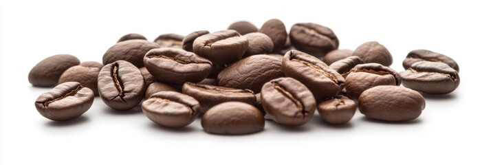 Naklejka premium A beautifully arranged collection of coffee beans showcases their rich color and aroma, perfect for coffee lovers seeking an ultimate brewing experience that enhances their mornings
