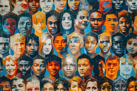 A Vibrant Mosaic of Diverse Faces Celebrating Humanity