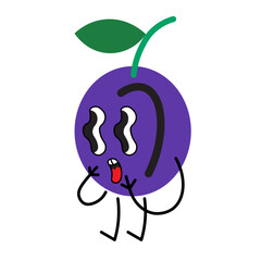 Obraz premium color isolated groovy vector fruits character. element for logo sticker poster print mascot design