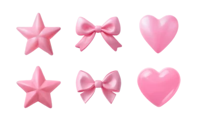 Pink Plastic Cute 3D Decorative Objects