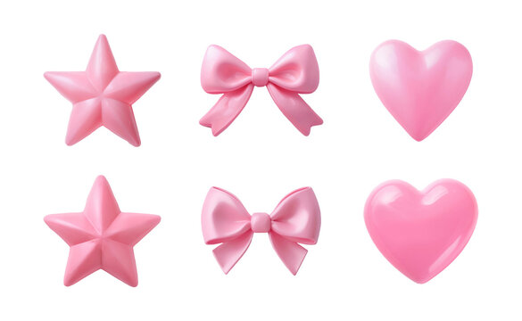 Pink Plastic Cute 3D Decorative Objects