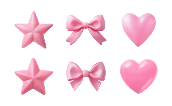 Pink Plastic Cute 3D Decorative Objects