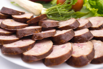 Close-Up of Sliced Smoked Sausage