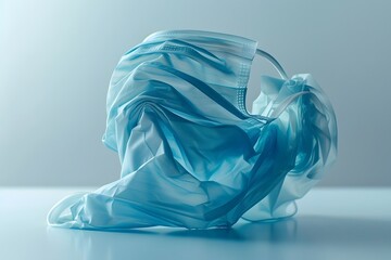 Fototapeta premium Abstract Representation of a Crumpled Blue Face Mask