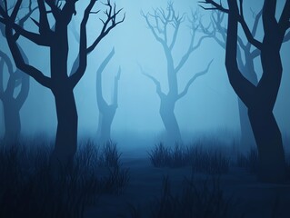 Mysterious Low-Poly Haunted ForestDark and Eerie Atmosphere at Dusk