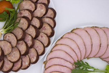 Sliced Sausages and Ham Display