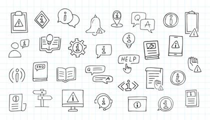 information. a sign indicating information about something. Doodle. stickers. frame. the template for the banner. vector. a worldwide sign. black lines.