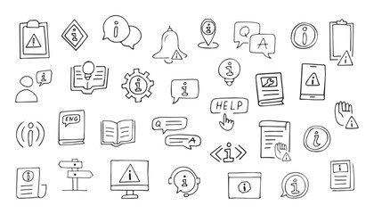 information. a sign indicating information about something. Doodle. stickers. frame. the template for the banner. vector. a worldwide sign. black lines.