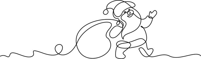 Santa Claus with a Bag of Gifts. Happy New Year and Merry Christmas decoration