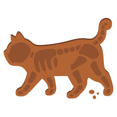 Halloween gingerbread design with cat skeleton design and round crumbs, vector