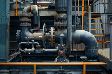 Industrial pipes, rusted machinery close-up, old mechanical equipment, urban decay, factory interior, heavy metal pipes, industrial heritage concept