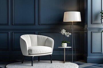 Elegant Living Room Corner with Stylish Chair and Floor Lamp