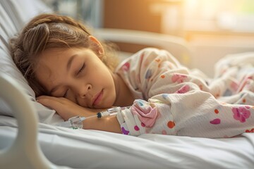 A Young Girl Resting Peacefully in a Hospital Bed