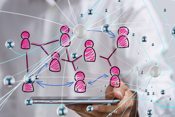 Abstract technology group and data 3d