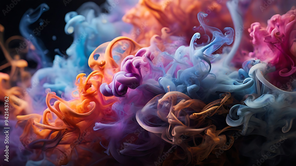 Wall mural Yellow, Green, Blue, Pink, Purple, White Smoke, Windy Wavy