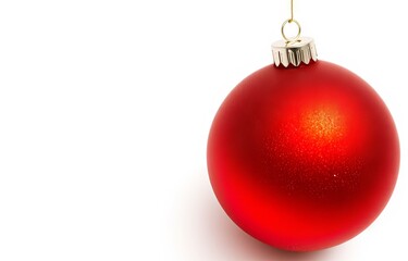 Red Christmas tree ball on a white background.