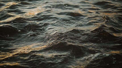   A close-up of water with a wave approaching the shoreline, featuring a distinct yellow line in the middle