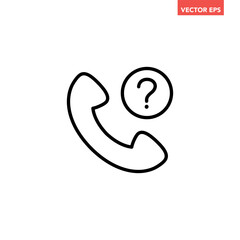Black single answer talk with service line icon, simple FAQ phone call flat design pictogram vector for app logo ads web webpage button ui ux interface elements isolated on white background