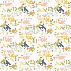 Simple glitch geometric seamless abstract pattern with playful woven summer color. Bright whimsical gender neutral bold irregular shape textile Cotton effect background. 