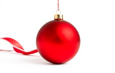 Red Christmas tree ball on a white background.
