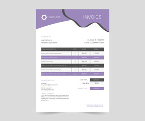 Business invoice form template. clean invoice template vector design. professional invoice design.