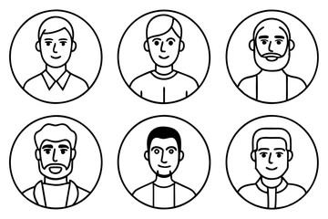 6-different man icon silhouette vector art illustration