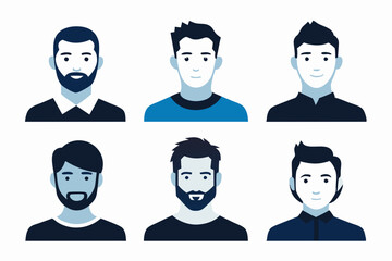 6-different man icon silhouette vector art illustration