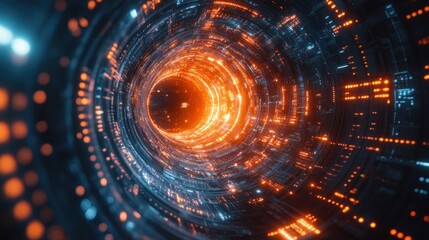 Abstract Glowing Tunnel in 3D