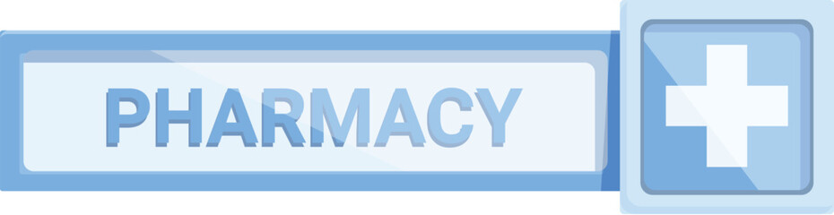 Blue pharmacy sign with a cross showing the location of a drugstore or healthcare clinic