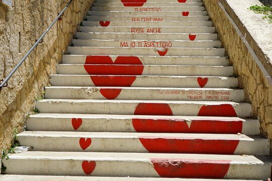 Stair of love in Vieste, Puglia, Italy