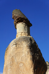 Tricefala fairy fireplace. Pasabagi(Valley of the Monks). Devrent Valley.Zelve.Cappadocia.Turquia. sand mountains. vertical