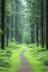 Obraz premium Gentle Forest Therapy encourages a deep sense of equilibrium and enhances cognitive clarity, fostering a serene connection with nature for overall well-being.