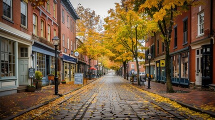 A quaint street in the fall
