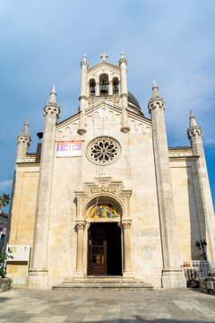 Church Sv. Spas or Holy Salvation in Topla. Herceg Novi, coastal town in Montenegro located at Western entrance to Bay of Kotor and at foot of Mount Orjen. Vertical image