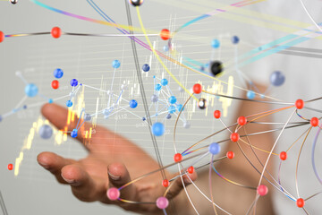 world Neural network 3D illustration. Big data and cybersecurity - 3d