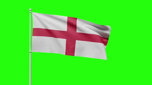 flag of England waving in the wind against green screen background. Bright and colorful concept for travel and tourism. 3D render