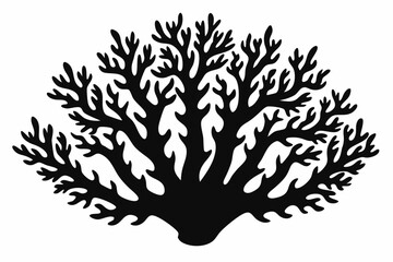 
Coral silhouette, underwater plant, cute sea doodle vector
