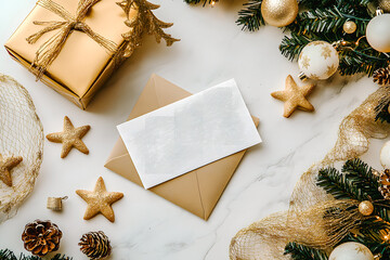 Carte blanche avec décor de noël