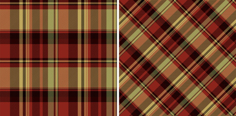 Seamless fabric plaid of check textile pattern with a tartan background texture vector. Set in stylish colors. Cozy throws for living room decor.