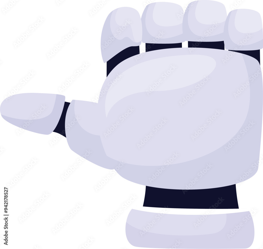 Poster robot hand with index finger pointing left