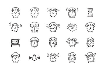 Fototapeta premium Hand drawn doodle alarm. different alarm