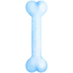 Watercolor Blue Bone Illustration Isolated on Transparent Background