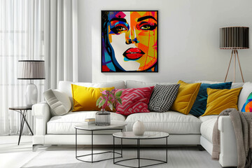 Beautiful, colorful interior design of a modern living room 