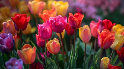 Obraz premium Tulips. Beautiful bouquet of tulips. colorful tulips. tulips in spring,colourful tulip 