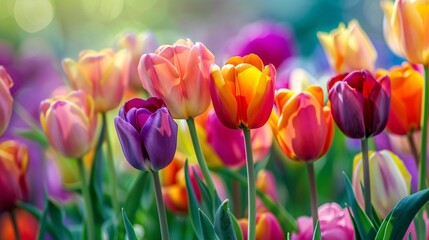Obraz premium Tulips. Beautiful bouquet of tulips. colorful tulips. tulips in spring,colourful tulip 