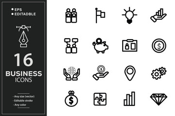 BUSINESS & FINANCE Thin Line Icon Set, contains icons such as Coins, Currency Exchange, Card Payment, Terminal and much more, Editable Line, Vector Illustration.