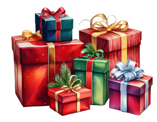 Obraz premium Weihnachtsgeschenke, isoliert Hintergrund, Freisteller, Transparent 