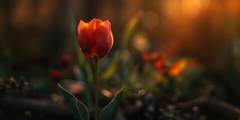 Obraz premium Elegant Little Princess Tulip Blooming in the Garden